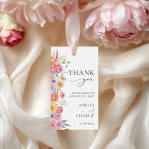 Pastel Floral Favor Tag Template Editable Floral Wedding Tag Spring Flowers Thank You Tag Wildflower Wedding Favor Tag Editable Tag | VM08