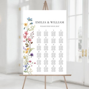 Wildflower Seating Chart Template Wedding Seating Plan Editable Floral Wedding Seating Chart Poster Boho Flowers Seating Sign Printable|EVA image 5