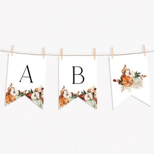 Pumpkin Baby Shower Banner Template Boho Fall Custom Banner Autumn Birthday Party Bunting Editable Baby Shower Decor Gender Neutral | BW06