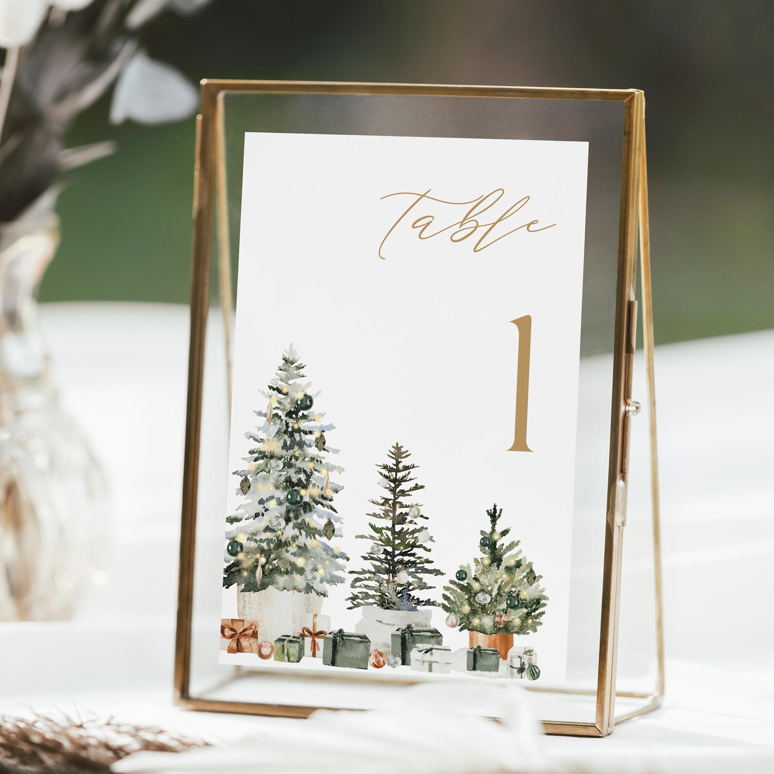 Christmas Table Number Template Holiday Bridal Shower Table Number Sign ...