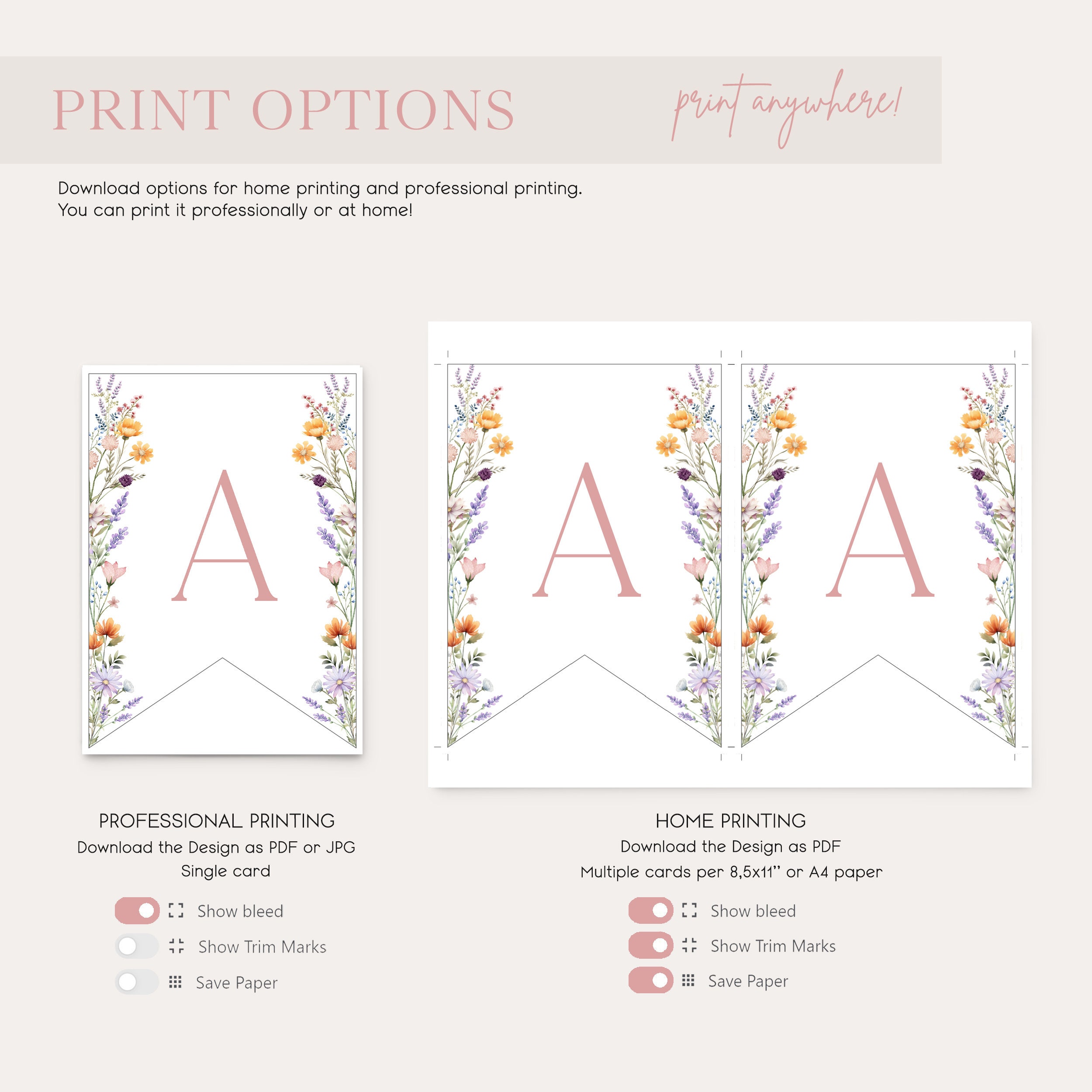 Wildflower Baby Shower Banner Template Printable Floral Custom Banner ...