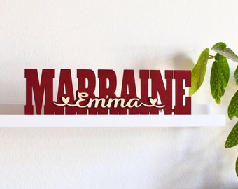 Cadeau MARRAINE personnalisé en bois, demande de marraine