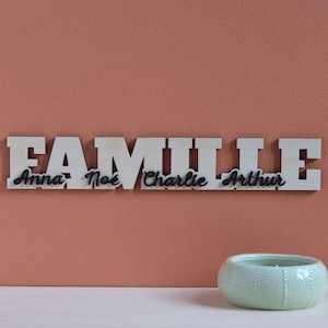 Mot FAMILLE personnalisé, cadeau personnalisable famille en bois image 4