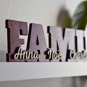 Mot FAMILLE personnalisé, cadeau personnalisable famille en bois image 3