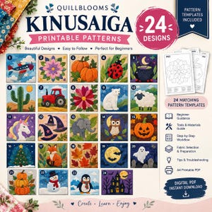 Kinusaiga-mönsterpaket för nybörjare, Kinusaiga-mönster, utskrivbar Kinusaiga-mall, A4 PDF-mönsterbok