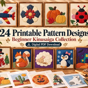 Kinusaiga-Musterpaket für Anfänger, druckbare Kinusaiga-Vorlage (A4, PDF-Musterbuch)