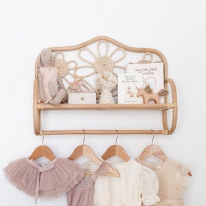 Daisy Whispers Rattan Wall Shelf - boho rattan home nursery decor
