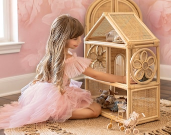 Daisy Haven Dollhouse - Children's Rattan Doll house