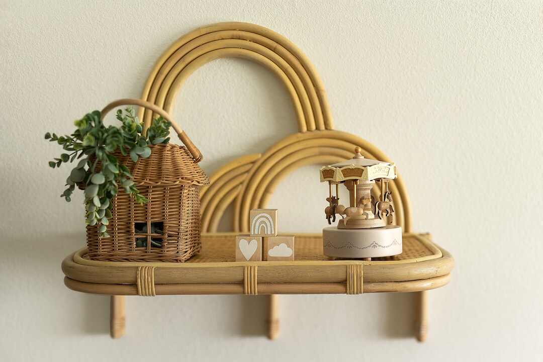 Bohemian Rattan Rainbow Wall Shelf Boho Rattan Home Nursury Decor Etsy
