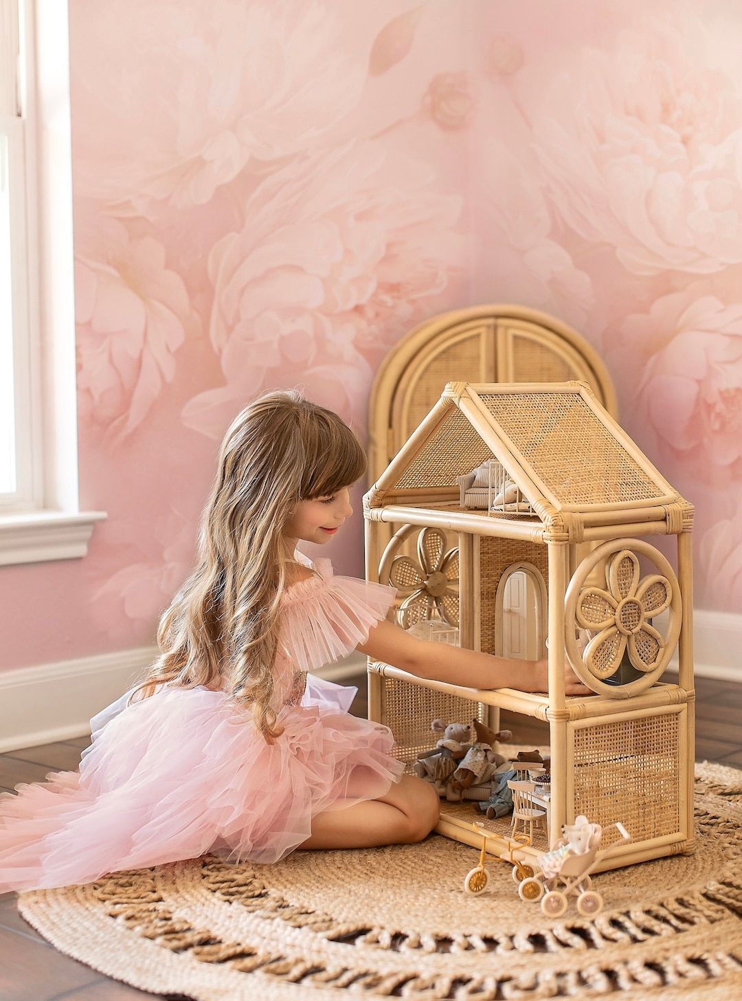 Daisy Haven Dollhouse Children s Rattan Doll House Etsy