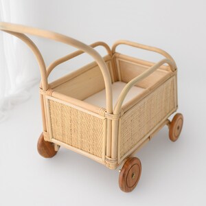 Rainbow Rattan Toddler Push Cart Children's Toy Baby Walker Toy and Storage image 5