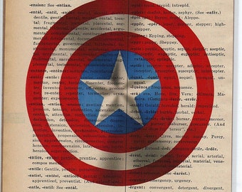 Stampa artistica del dizionario di citazione del logo del simbolo di Capitan America