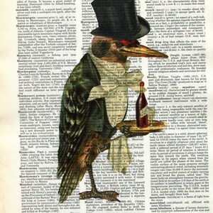 Raven wearing a Top Hat Dictionary Art Print
