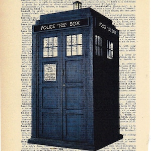 Blue Telephone Booth Dictionary Art Print