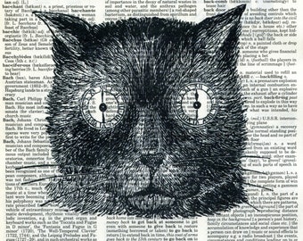 Steampunk Cat Dictionary Art Print