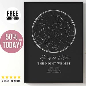 Benutzerdefinierte Hochzeitsgeschenk Sternenkarte Nachthimmel Poster Personalisierte Sternenkarte für Paare Jahrestag Wandkunst Himmlische Karte Geschenk für Ihn Sie
