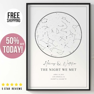 Carte du monde personnalisée, cadeau du 5e anniversaire, carte du ciel minimaliste, cadeau de mariage personnalisé, cadeau de 1er anniversaire, impression de carte personnalisée