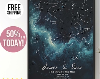 Gift for Couple Personalized Star Map Poster By Date Unique Sky Map Print Celestial Print Anniversary Gift Custom Constellation
