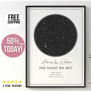 Impression carte des étoiles La nuit où nous nous sommes rencontrés Poster Constellation personnalisé Cadeau 5e anniversaire personnalisé pour lui Cadeau de mariage Art pour couple personnalisé