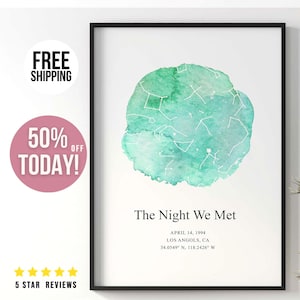 Cadeau pour bébé Carte des étoiles personnalisée Carte des étoiles personnalisée Souvenir de bébé La nuit où nous nous sommes rencontrés Poster personnalisé Art mural pour chambre d'enfant Faire-part de bébé