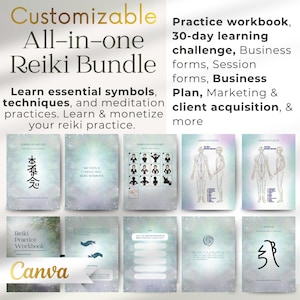 Reiki Practice Workbook + Business Kit, Reiki Symbols, Reiki Principles, Chakra Guide, Tarot Workbook Energy ReikiHealing Tools Reiki Master