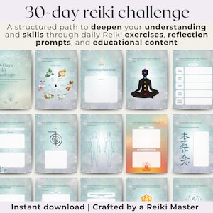 Desafío de práctica de Reiki, herramientas de sanación de Reiki, formulario de Reiki, negocio de Tarot, guía de Reiki, guía de chakras, libro de guía de Tarot, sanación energética, maestro de Reiki