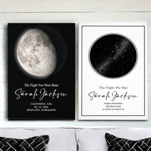 Mond Karte Sternenkarte Jahrestag Geschenke Sternenkarte Geschenk Sternenkarte Jahrestag Sternkarte Benutzerdefinierte Nachthimmel Sternkarte Hochzeit Sternenkarte Mond Geschenke für Ihn