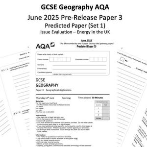 Giugno 2025 GCSE Geografia AQA Documento 3 Pre-Release Paper Predicted