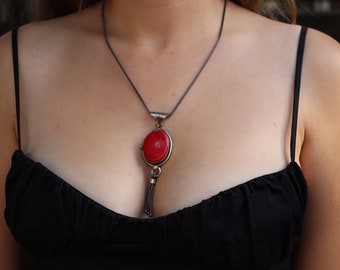 Handcrafted Red Coral Tassel Necklace from Mardin