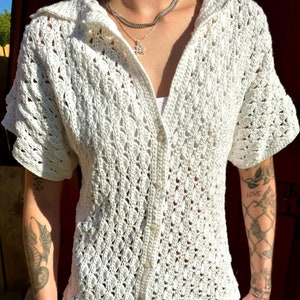 PATTERN ONLY! -Trista Button Up Crochet Pattern, Crochet Button Up Pattern, Unisex Crochet Shirt Pattern, Crochet Shirt Pattern