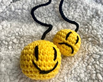 Smiley Face Crochet Pattern: Beginner-Friendly Car Charm (PDF Pattern)