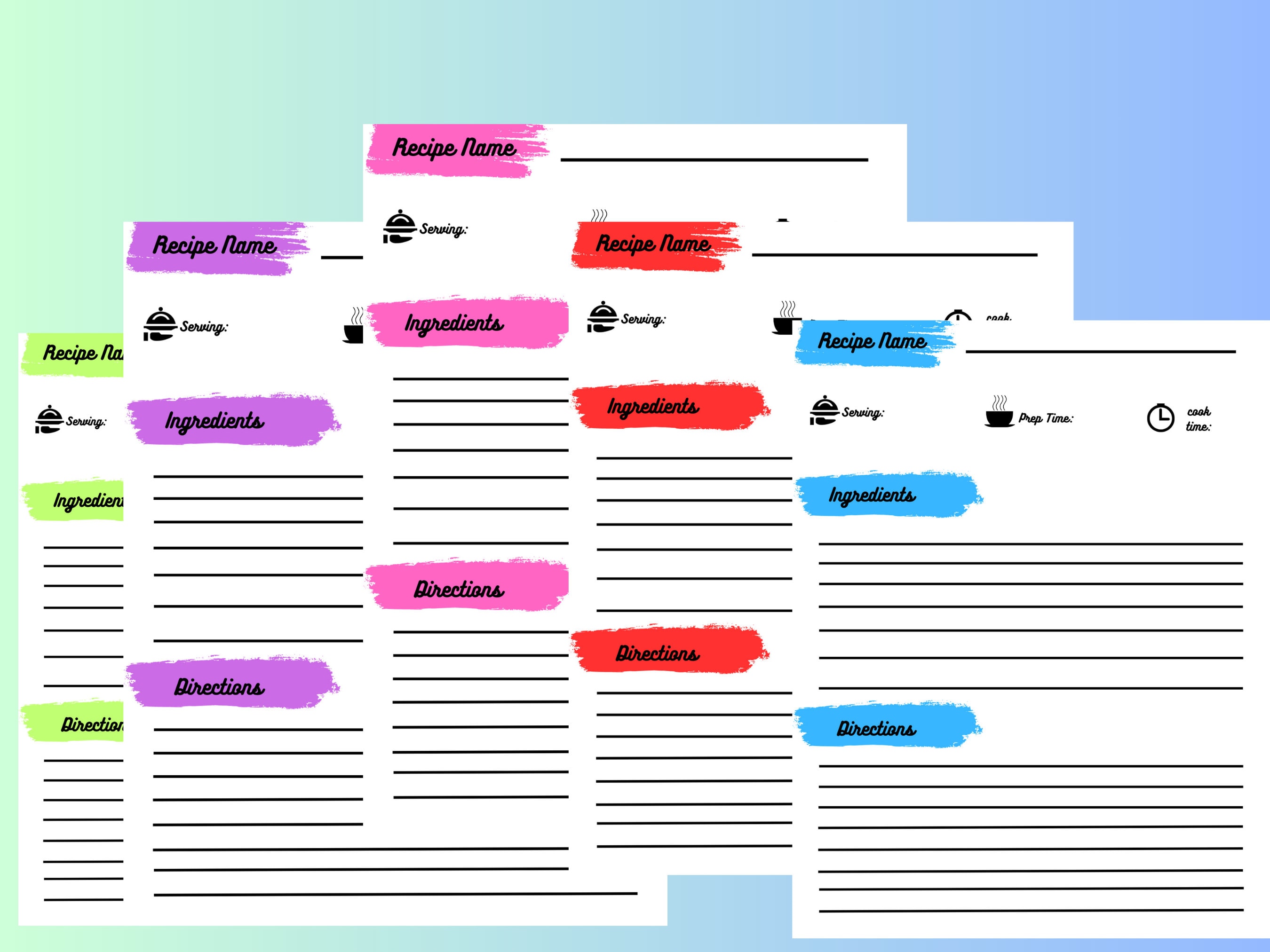 Printable Recipe Page Recipe Sheet Template Digital Download Recipe ...