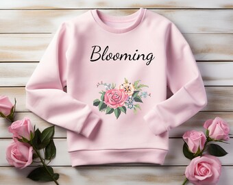 Vintage Floral Sweatshirt: Blooming Rose Design, Gardener Gift