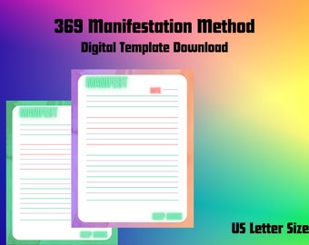 369 Method Template, method printable PDF, 369 Manifestation method, 369 Manifestation, 369 Method LOA, instant download Letter/A4/A5