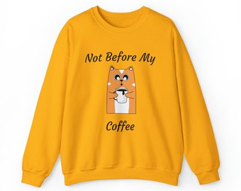 Coffee Sweatshirt, Funny Sweatshirt,Cat Sweatshirt, Funny shirt, Fall shirt, Coffee weather sweatshirt,Women sweatshirt, orange cat sweater