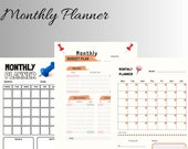 Monthly Planner, Monthly Template, Printable Monthly Planner, Monthly Planner Template, Printable Monthly Template, Digital Planner