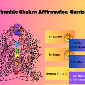 Carte di affermazione dei Chakra / Set di 49 carte di affermazione, Carte di affermazione positiva / Carte manifeste / Legge di attrazione