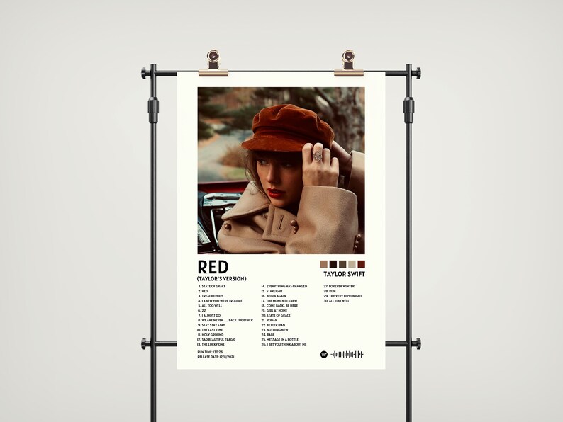 Digital Taylor Swift Red Taylors Version Album Cover Print, Taylor