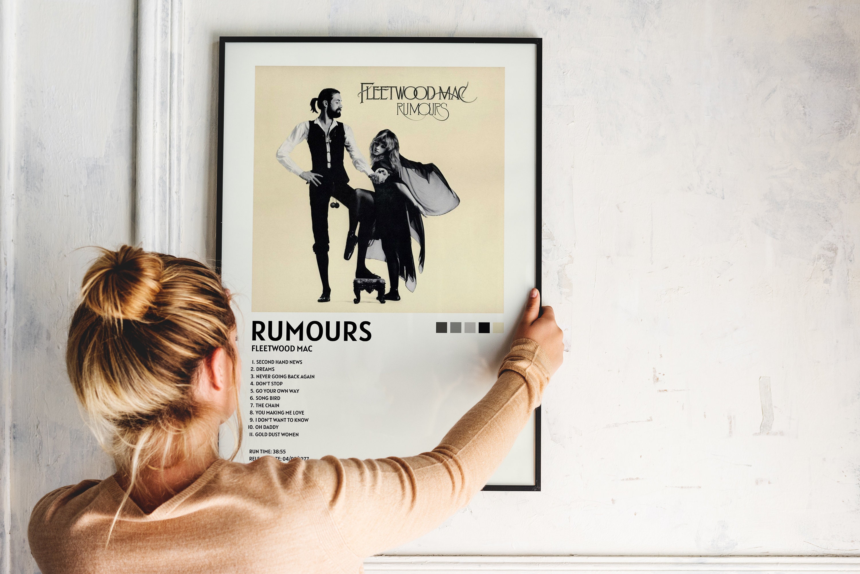 Fleetwood Mac Rumours Album Cover Poster, Stevie Nicks Mick Fleetwood Print, Music Memorabilia
