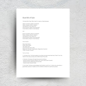 Boats for Sale - Editable Bill of Sale. An easy-to-use bill of sale to sell with ease. Fully customizable Google Docs template.