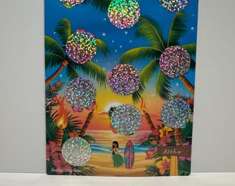 Vacation Luau Sunset Scratch Off Savings Challenge