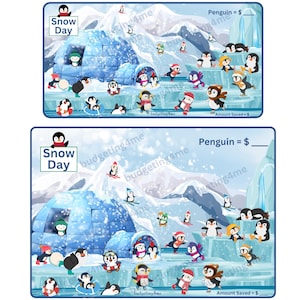 Penguin Winter Christmas Snow Day Savings Challenges
