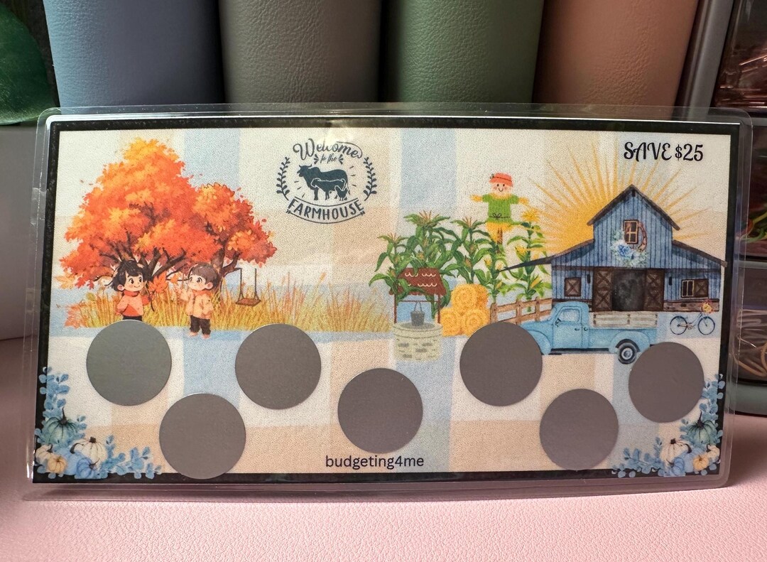 Fall Scratch Off A6 Fall Blue Farm Scratch off Savings Challenge - Etsy
