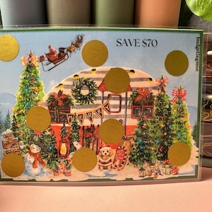 Christmas Camper Lights Scratch Off Savings Challenge