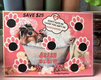 Sassy Since Birth Dog Scratch Off Savings Challenge