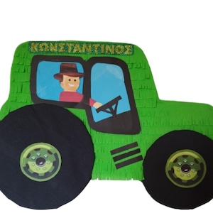 Green tractor Pinata for Themed Party, Green Pinata, theme birthday party, vehicles  Pinata, Custom Pinata, green farm tractor for birthday