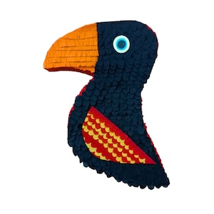 Parrot Pinata for Thematic Party, Black Orange parrot, theme birthday party, Tropical party, Bird Pinata, Custom Pinata