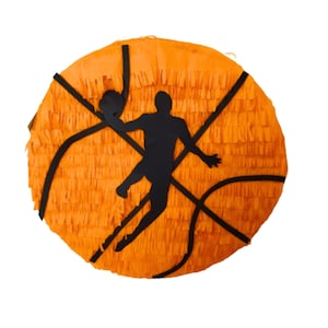 Basketball Pinata for Thematic Party, Orange ball pinata with a basket player, theme birthday party, Basket Pinata, Custom Pinata