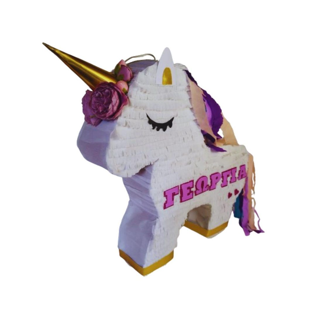 Unicorn Pinata Total Body, Gilry Unicorn Pinata With Pink Flowers ...