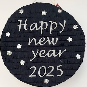 Happy new Year Pinata ,  30cm, game for end of year celebrations - birthday party, New Years Eve pinata, red silver pinata for 2025